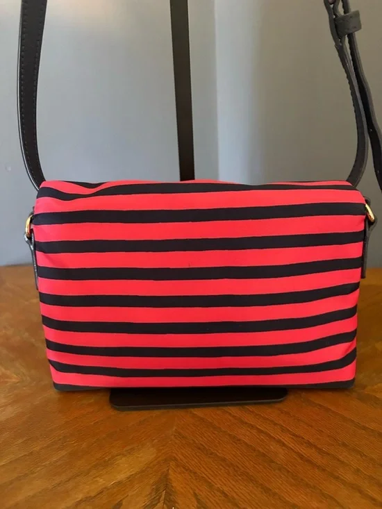 kate spade Pink and Navy Striped Crossbody Bag RARE with Storybook  lining! - Picture 6 of 8